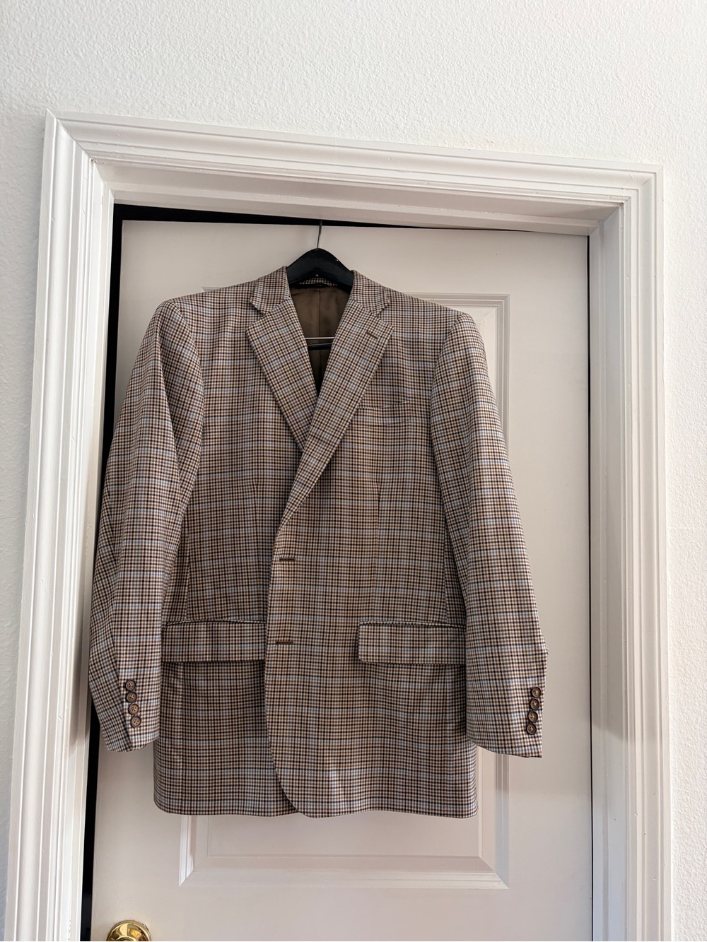 Canali Super 120’s Saks fifth Avenue Brown Plaid Checked Blazer